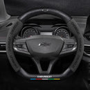 capa de volante automotiva em camurca e fibra de carbono para chevrolet com acabamento esportivo antiderrapante