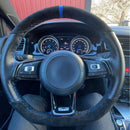 capa de volante em couro suede para VW Golf e Polo GTI com costura manual acabamento esportivo