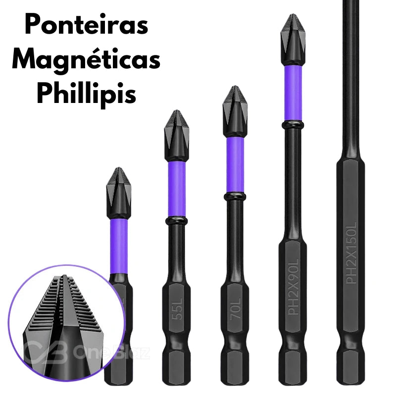 "Conjunto de ponteiras Phillips Magnética Parafusadeira"