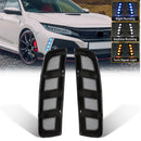 drl led honda civic g10 instalado no para choque com seta sequencial e luz branca intensa