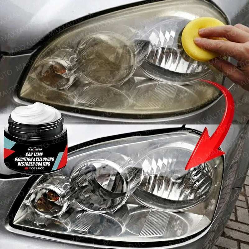 kit restaurador de farol automotivo sendo aplicado para remover oxidação e recuperar transparência