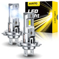 lampada led h7 canbus 30000lm 6500k instalada em farol automotivo com luz branca forte