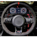 Capa de Volante em Couro Suede para VW Golf Polo GTI Costura Manual