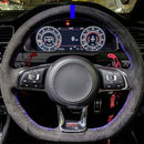 Capa de Volante em Couro Suede para VW Golf Polo GTI Costura Manual