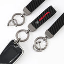 Chaveiro Automotivo Fibra de Carbono e Couro para Honda – Acessório Premium Anti Perda com Argola Metálica