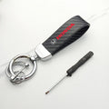 Chaveiro Automotivo Fibra de Carbono e Couro para Honda – Acessório Premium Anti Perda com Argola Metálica