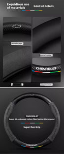 Capa de Volante em Camurça e Fibra de Carbono para Chevrolet – Antiderrapante Premium Esportiva