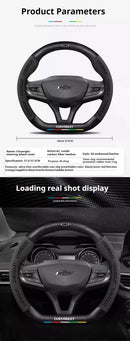 Capa de Volante em Camurça e Fibra de Carbono para Chevrolet – Antiderrapante Premium Esportiva