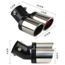 Ponteira de Escape Dupla Cromada Universal em Aço Inox – Saída Esportiva Curvada para Carro