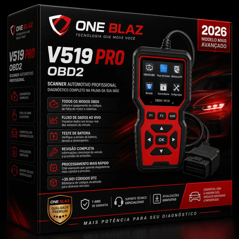 Scanner Automotivo OBD2 V519 Pro realizando diagnóstico do veículo e apagando a luz da injeção eletrônica.