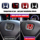 Car Steering Wheel Emblem H-Sticker For Honda Civic Accord City CRV Jade Fit Odyssey Hybrid Red Black Blue Interior Modification
