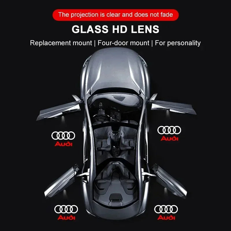 2025 Hot 2Pcs 3D HD LED Light Car Door Projector Welcome Lights Car Accessories For Audi S3 S5 S1 S4 S2 S6 RS3 RS4 RS5 RS6 RS8 B