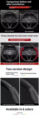 Capa de Volante em Camurça e Fibra de Carbono para Chevrolet – Antiderrapante Premium Esportiva
